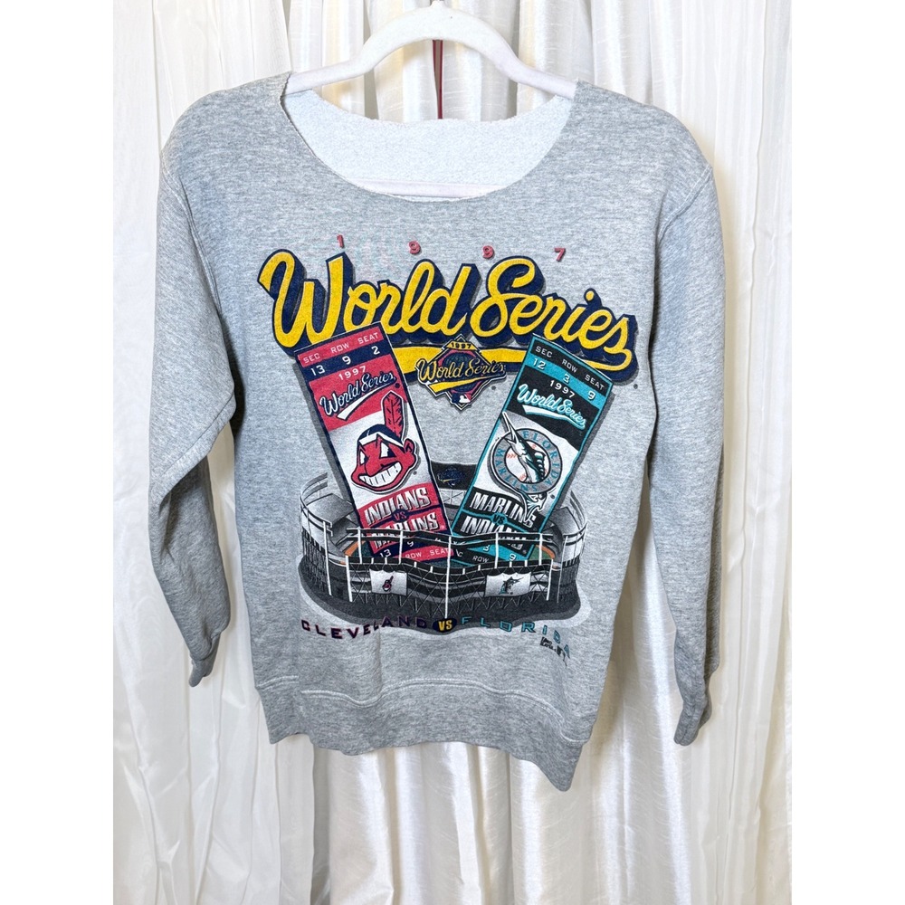 Pro Player 1997 World Series Sweatshirt Adult S Gray Cleveland vs Florida MLB